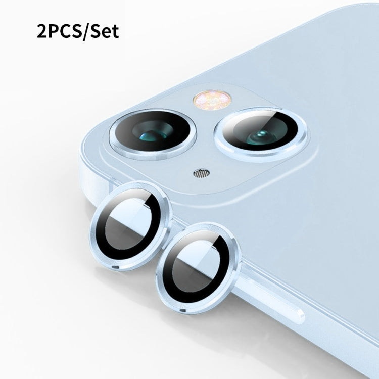 For iPhone 15 / 15 Plus ENKAY 9H Rear Lens Aluminium Alloy Tempered Glass Film(Blue) - iPhone 15 Plus Tempered Glass by ENKAY | Online Shopping UK | buy2fix