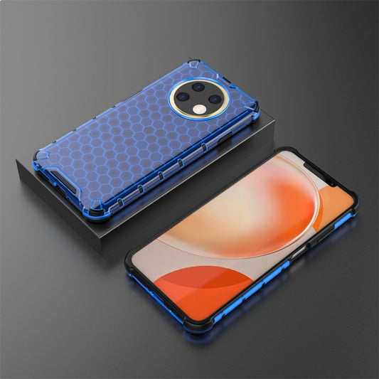 For Huawei Y91 Shockproof Honeycomb Phone Case(Blue) by buy2fix