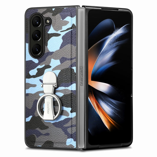 For Samsung Galaxy Z Fold5 5G Camouflage Ring Holder PC Phone Case(Blue) by buy2fix