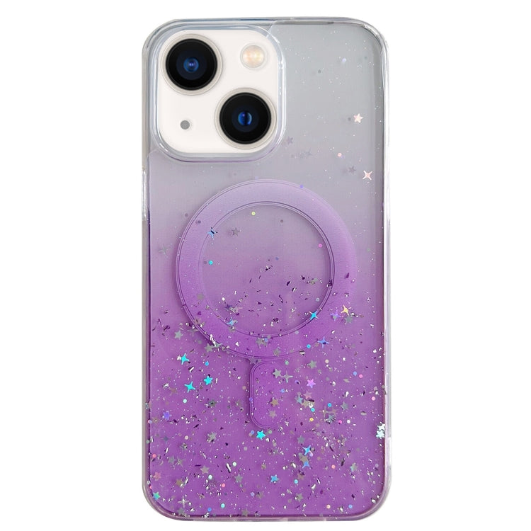 For iPhone 14 Glitter MagSafe Hybrid Clear TPU Phone Case(Purple) - iPhone 14 Cases by buy2fix | Online Shopping UK | buy2fix