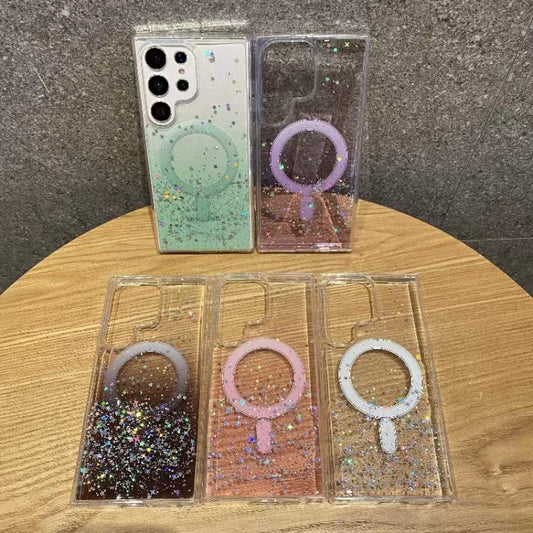 For Samsung Galaxy S23 Ultra 5G Magsafe Glitter TPU Phone Protective Case(Purple) by buy2fix