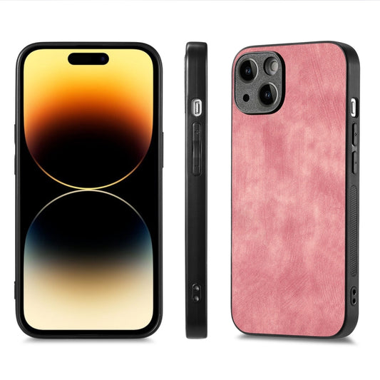 For iPhone 15 ENKAY Retro Leather Skin PC Phone Case with High Aluminum-silicon Glass Film(Pink) by ENKAY