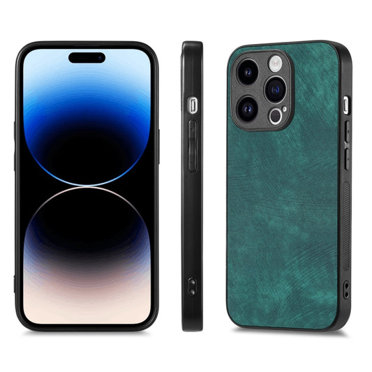 For iPhone 14 Pro ENKAY Retro Leather Skin PC Phone Case with High Aluminum-silicon Glass Film(Green) by ENKAY