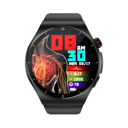 ET340 1.46 inch Color Screen Smart Silicone Strap Watch,Support Blood Oxygen / Blood Glucose / Uric Acid Measurement / Blood Lipid Monitoring(Black) by buy2fix