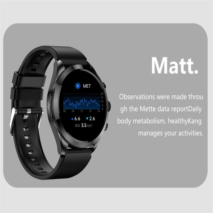 ET440 1.39 inch Color Screen Smart Silicone Strap Watch,Support Heart Rate / Blood Pressure / Blood Oxygen / Blood Glucose Monitoring(Black) by buy2fix