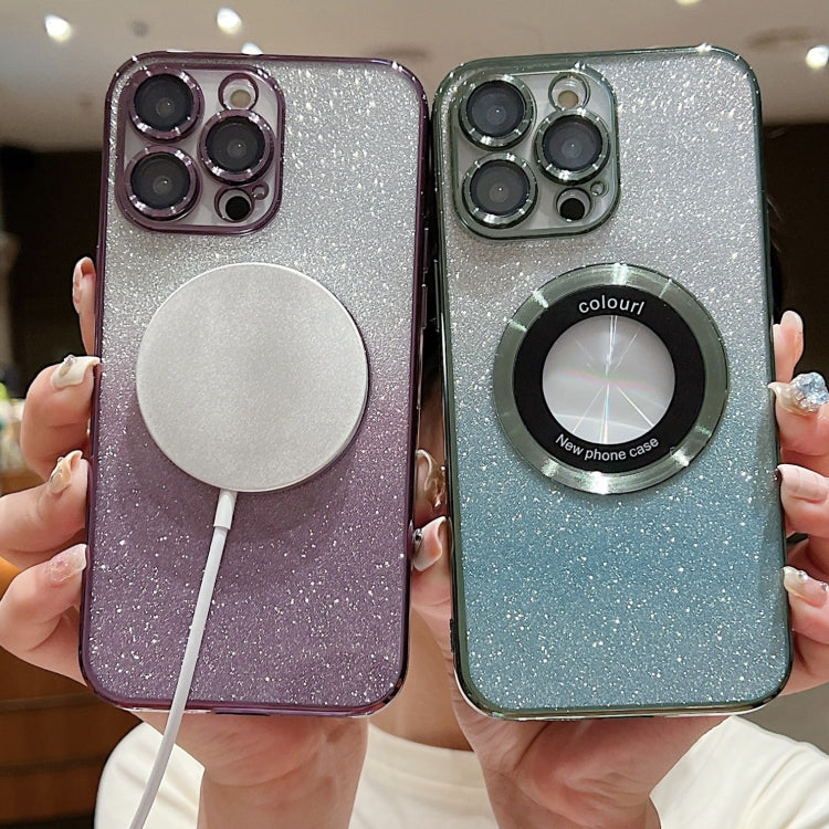 For iPhone 14 Gradient Glitter Electroplating MagSafe TPU Phone Case(Silver) - iPhone 14 Cases by buy2fix | Online Shopping UK | buy2fix