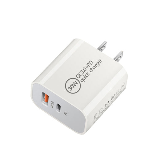 PD30W USB-C / Type-C + QC3.0 USB Dual Port Charger with 1m Type-C to 8 Pin Data Cable, AU Plug by buy2fix