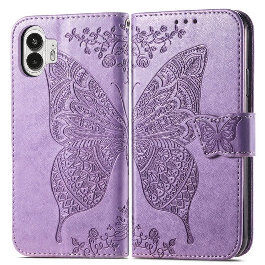For Nothing Phone 2 Butterfly Love Flower Embossed Leather Phone Case(Iilac) by buy2fix