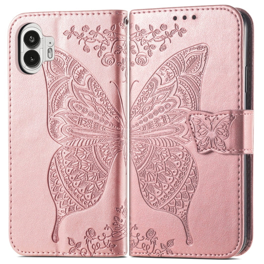 For Nothing Phone 2 Butterfly Love Flower Embossed Leather Phone Case(Rose Gold) by buy2fix
