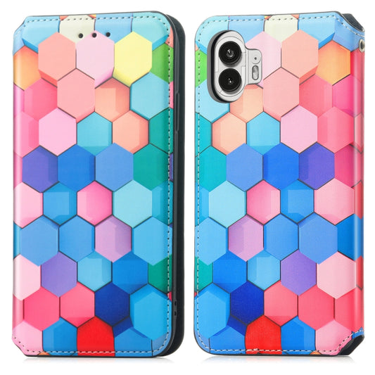 For Nothing Phone 2 CaseNeo Colorful Magnetic Leather Phone Case(Colored Squares) by buy2fix