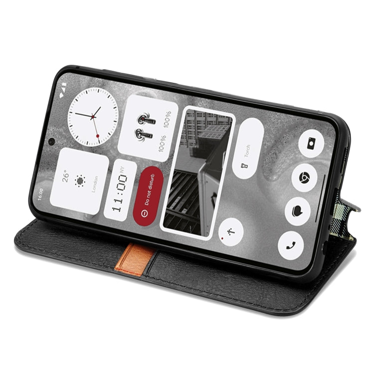 For Nothing Phone 2 Cubic Grid Pressed Magnetic Leather Phone Case(Black) - Nothing Cases by buy2fix | Online Shopping UK | buy2fix