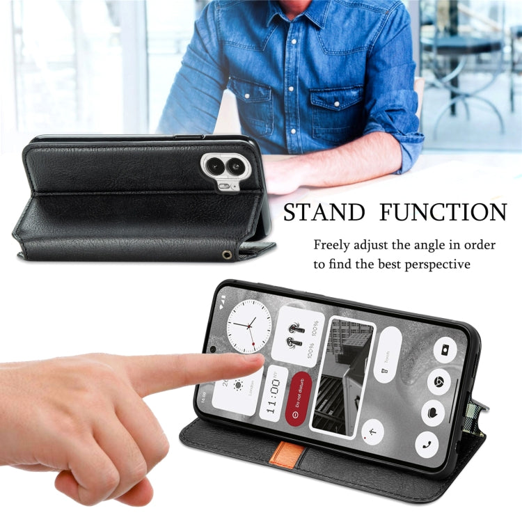 For Nothing Phone 2 Cubic Grid Pressed Magnetic Leather Phone Case(Black) - Nothing Cases by buy2fix | Online Shopping UK | buy2fix