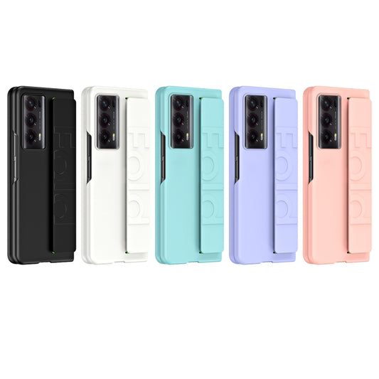 For Honor Magic V2 Skin Elastic Wrist Grip Back Cover Phone Case(Black) by buy2fix