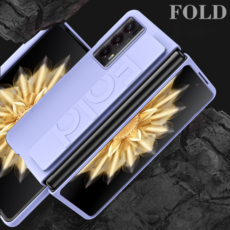 For Honor Magic V2 Skin Elastic Wrist Grip Back Cover Phone Case(Black) - Honor Cases by buy2fix | Online Shopping UK | buy2fix