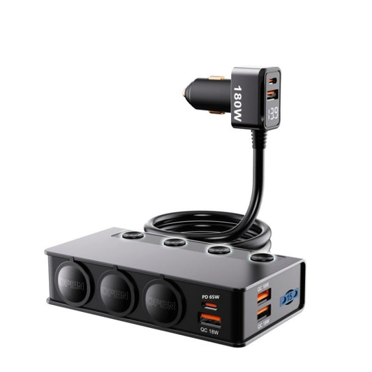 TR-54 9 In 1 Multi Ports PD+QC3.0 USB Car Charger Device 3 Socket Cigarette Lighter Splitter by buy2fix