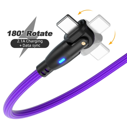 ENKAY 180 Degrees Rotating USB to 8 Pin Charging Data Cable with LED Light, Length:2m(Purple) by ENKAY
