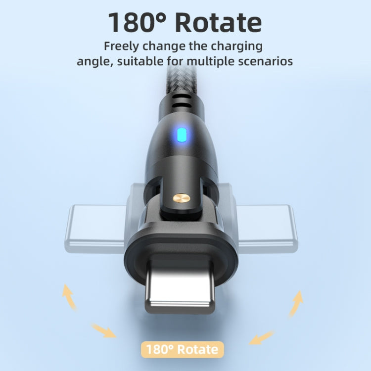 ENKAY 180 Degrees Rotating USB to 8 Pin Charging Data Cable with LED Light, Length:1m(Black) - Normal Style Cable by ENKAY | Online Shopping UK | buy2fix