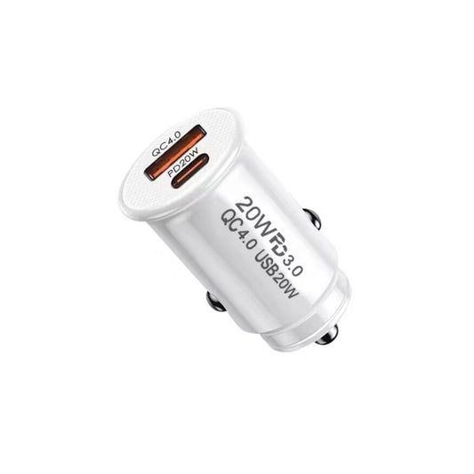 P10 Mini Style QC4.0 USB / PD20W Dual Port Car Charger(White) by buy2fix