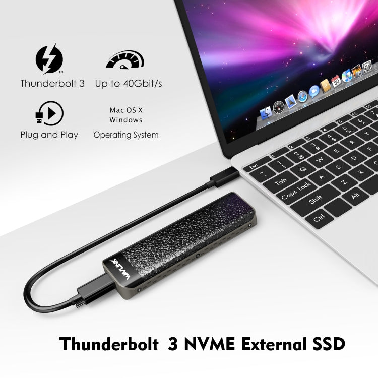 Wavlink UTE02 Thunderbolt 3 NVME M.2 Solid State Leather Metal SSD External Hard Drive Box - HDD Enclosure by WAVLINK | Online Shopping UK | buy2fix