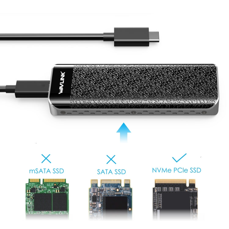 Wavlink UTE02 Thunderbolt 3 NVME M.2 Solid State Leather Metal SSD External Hard Drive Box - HDD Enclosure by WAVLINK | Online Shopping UK | buy2fix