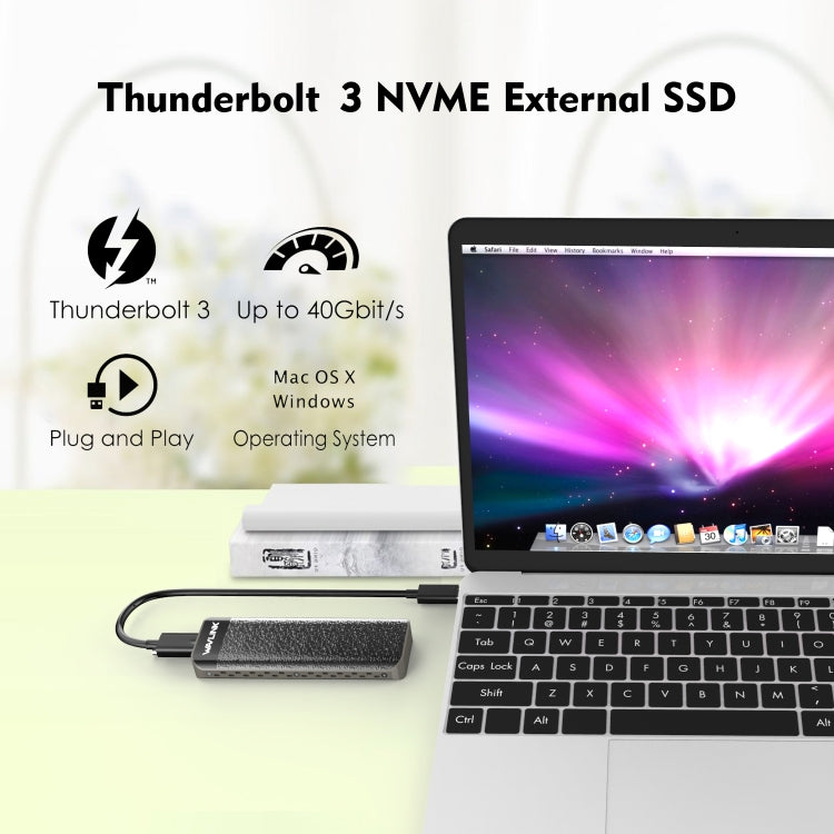 Wavlink UTE02 Thunderbolt 3 NVME M.2 Solid State Leather Metal SSD External Hard Drive Box - HDD Enclosure by WAVLINK | Online Shopping UK | buy2fix