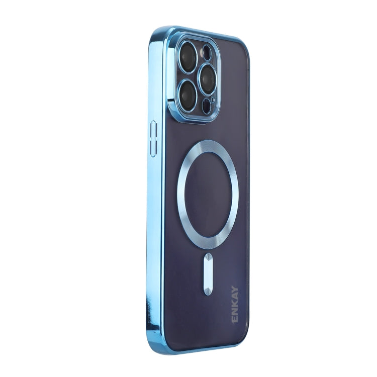 For iPhone 15 Pro ENKAY Hat-Prince Magsafe Electroplated TPU Clear Shockproof Phone Case(Dark Blue) - iPhone 15 Pro Cases by ENKAY | Online Shopping UK | buy2fix