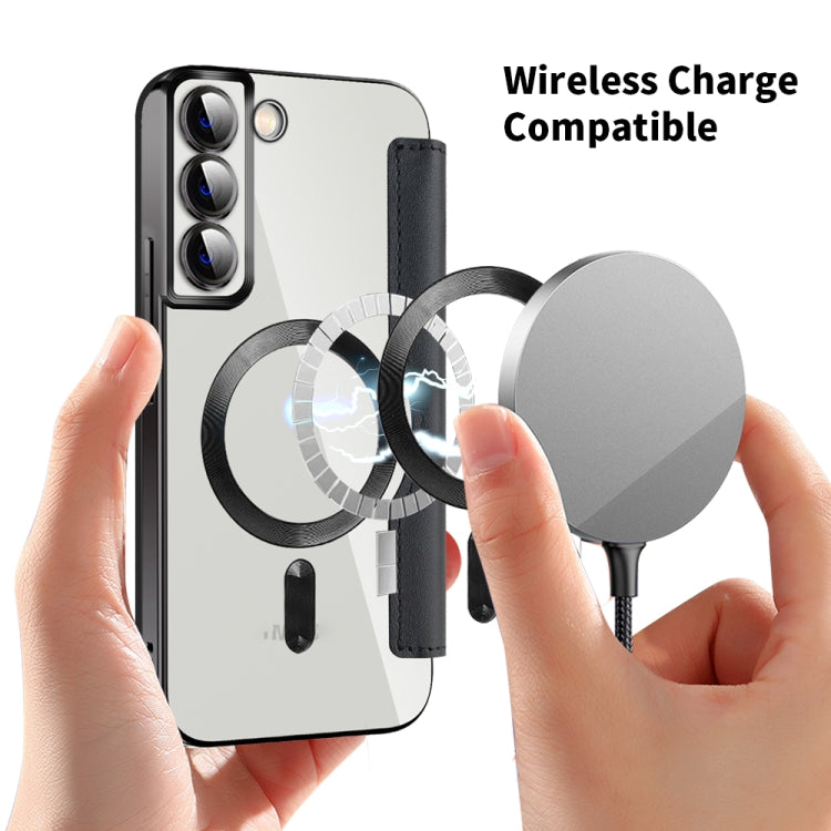 For Samsung Galaxy S23+ 5G Shield MagSafe RFID Anti-theft Rhombus Leather Phone Case(Black) - Galaxy S23+ 5G Cases by buy2fix | Online Shopping UK | buy2fix