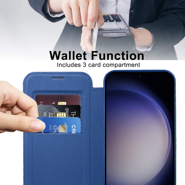 For Samsung Galaxy S24+ 5G Shield MagSafe RFID Anti-theft Rhombus Leather Phone Case(Dark Blue) - Galaxy S24+ 5G Cases by buy2fix | Online Shopping UK | buy2fix