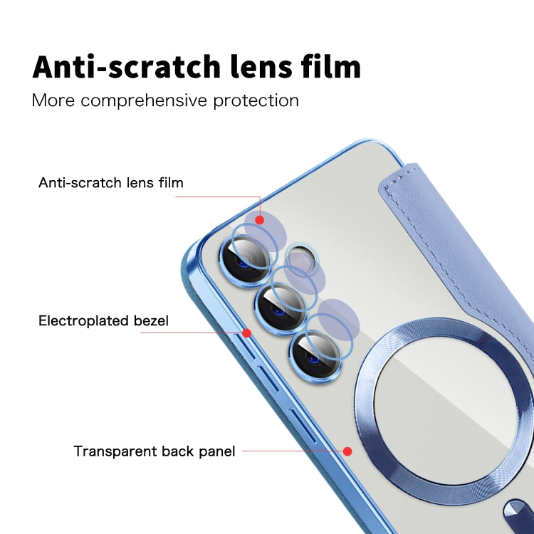 For Samsung Galaxy S24+ 5G Shield MagSafe RFID Anti-theft Rhombus Leather Phone Case(Blue) - Galaxy S24+ 5G Cases by buy2fix | Online Shopping UK | buy2fix