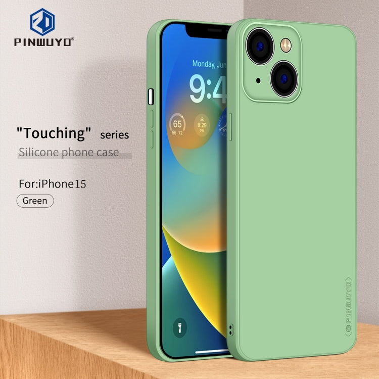 For iPhone 15 PINWUYO Sense Series Liquid Silicone TPU Phone Case(Green) - iPhone 15 Cases by PINWUYO | Online Shopping UK | buy2fix