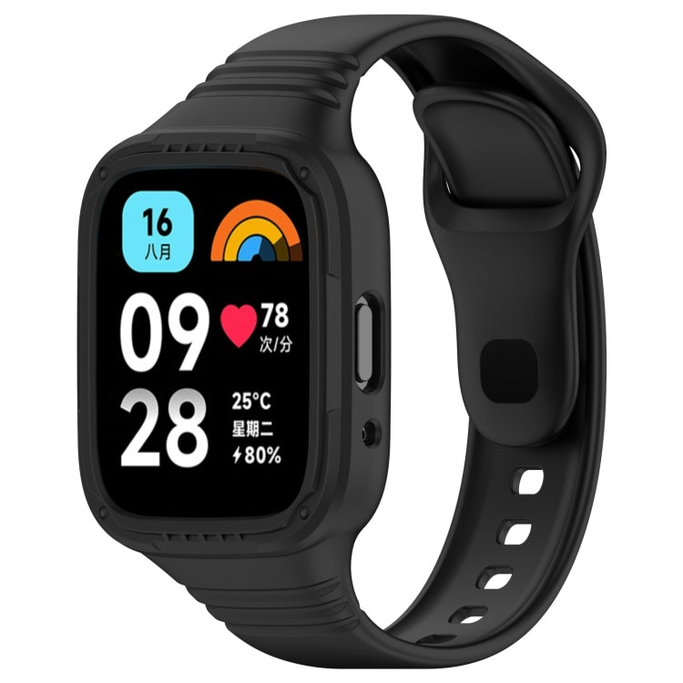 For Redmi Watch 3 Active Integrated Fully Enclosed Silicone Watch Band(Black) - Watch Bands by buy2fix | Online Shopping UK | buy2fix