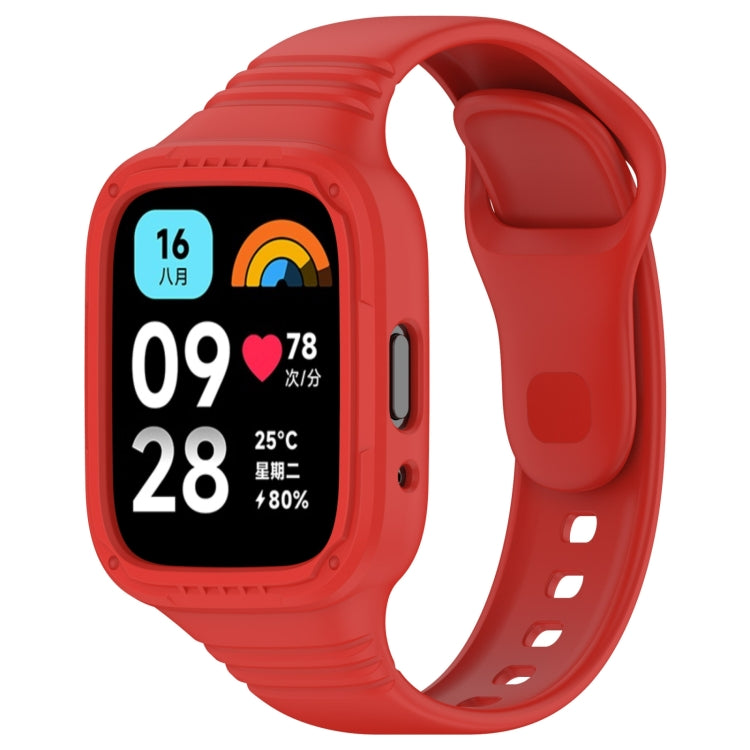For Redmi Watch 3 Active Integrated Fully Enclosed Silicone Watch Band(Red) - Watch Bands by buy2fix | Online Shopping UK | buy2fix