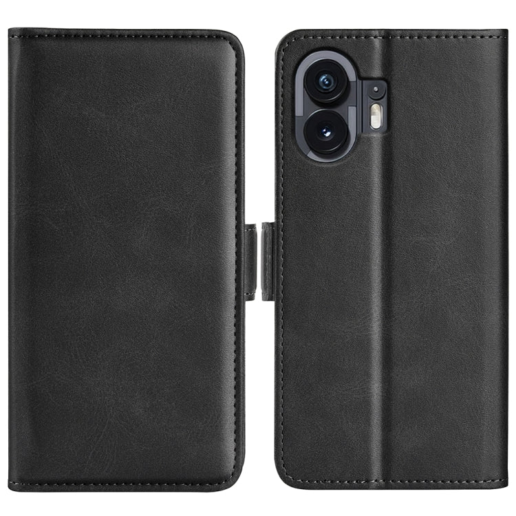 For Nothing Phone 2 Dual-side Magnetic Buckle Horizontal Flip Leather Phone Case(Black) - Nothing Cases by buy2fix | Online Shopping UK | buy2fix