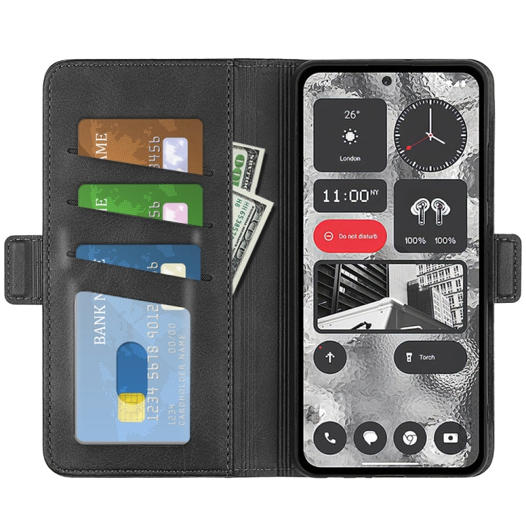 For Nothing Phone 2 Dual-side Magnetic Buckle Horizontal Flip Leather Phone Case(Black) - Nothing Cases by buy2fix | Online Shopping UK | buy2fix