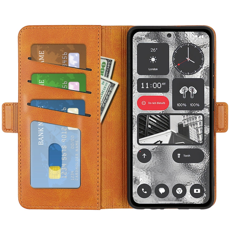 For Nothing Phone 2 Dual-side Magnetic Buckle Horizontal Flip Leather Phone Case(Yellow) - Nothing Cases by buy2fix | Online Shopping UK | buy2fix