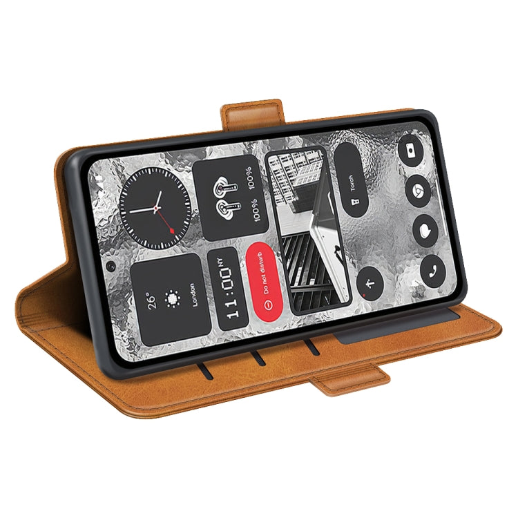 For Nothing Phone 2 Dual-side Magnetic Buckle Horizontal Flip Leather Phone Case(Yellow) - Nothing Cases by buy2fix | Online Shopping UK | buy2fix