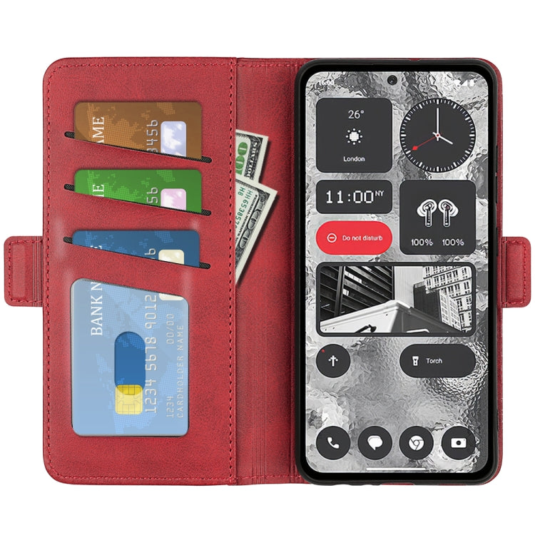 For Nothing Phone 2 Dual-side Magnetic Buckle Horizontal Flip Leather Phone Case(Red) - Nothing Cases by buy2fix | Online Shopping UK | buy2fix