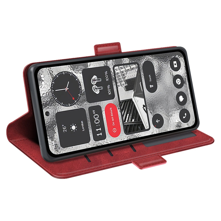 For Nothing Phone 2 Dual-side Magnetic Buckle Horizontal Flip Leather Phone Case(Red) - Nothing Cases by buy2fix | Online Shopping UK | buy2fix