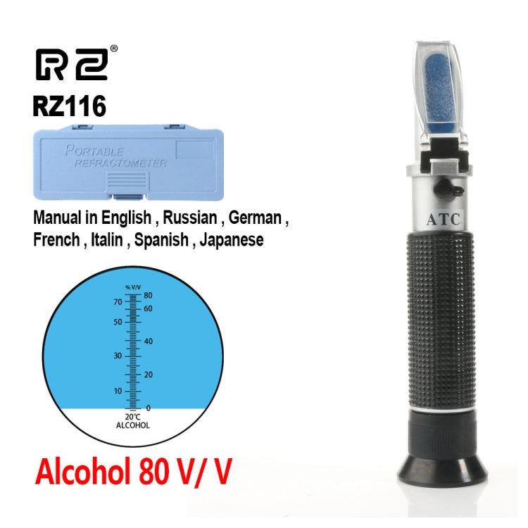 RZ116 Refractometer Alcohol Portable Automatic Digital Refractometer 0-80 Glycol Handheld Atc Brix Refractometer Beer Box - Digital Refractometer by buy2fix | Online Shopping UK | buy2fix