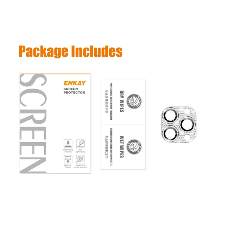 For iPhone 15 Pro / 15 Pro Max ENKAY Hat-Prince Blink Diamond Camera Lens Aluminium Alloy + Tempered Glass Full Coverage Protector(Golden) by ENKAY