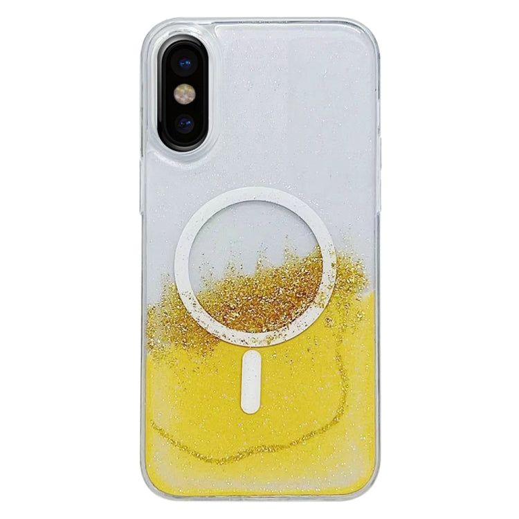For iPhone X / XS Gilding MagSafe Hybrid Clear TPU Phone Case(Yellow) - More iPhone Cases by buy2fix | Online Shopping UK | buy2fix
