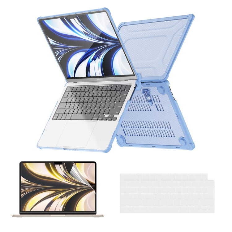 For MacBook Air 13.6 2022/2024 A2681 (M2) / A3113 (M3) ENKAY Hat-Prince 3 in 1 Protective Bracket Case Cover Hard Shell with TPU Keyboard Film / PET Screen Protector, Version:EU(Light Blue) - MacBook Air Cases by ENKAY | Online Shopping UK | buy2fix