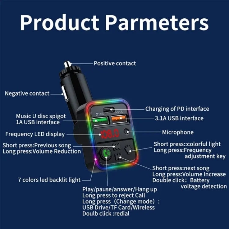 P18 Double USB Cigarette Lighter Bluetooth Car MP3 Music Player Hands-Free Calling Car Audio Device by buy2fix