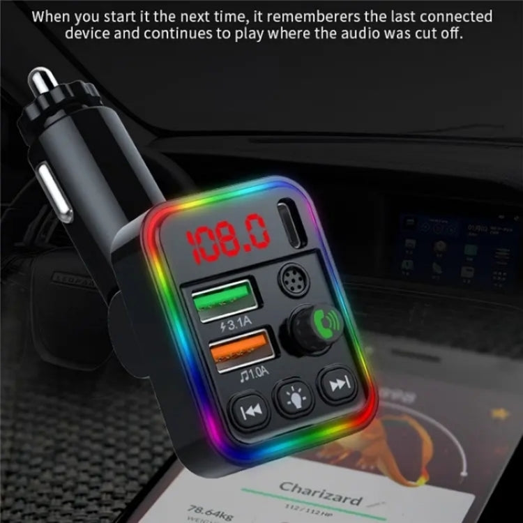 P19 Support U Disk Wireless 7-Colors LED Backlit Car MP3 Hands-Free Bluetooth Calling Car Audio Charger by buy2fix
