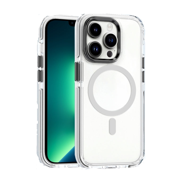 For iPhone 13 Pro Max Dual-color MagSafe TPU Hybrid Clear PC Shockproof Phone Case(White) - iPhone 13 Pro Max Cases by buy2fix | Online Shopping UK | buy2fix