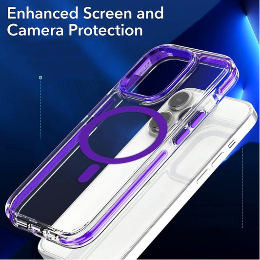 For iPhone 15 Pro Max Dual-color MagSafe TPU Hybrid Clear PC Shockproof Phone Case(Orange) - iPhone 15 Pro Max Cases by buy2fix | Online Shopping UK | buy2fix