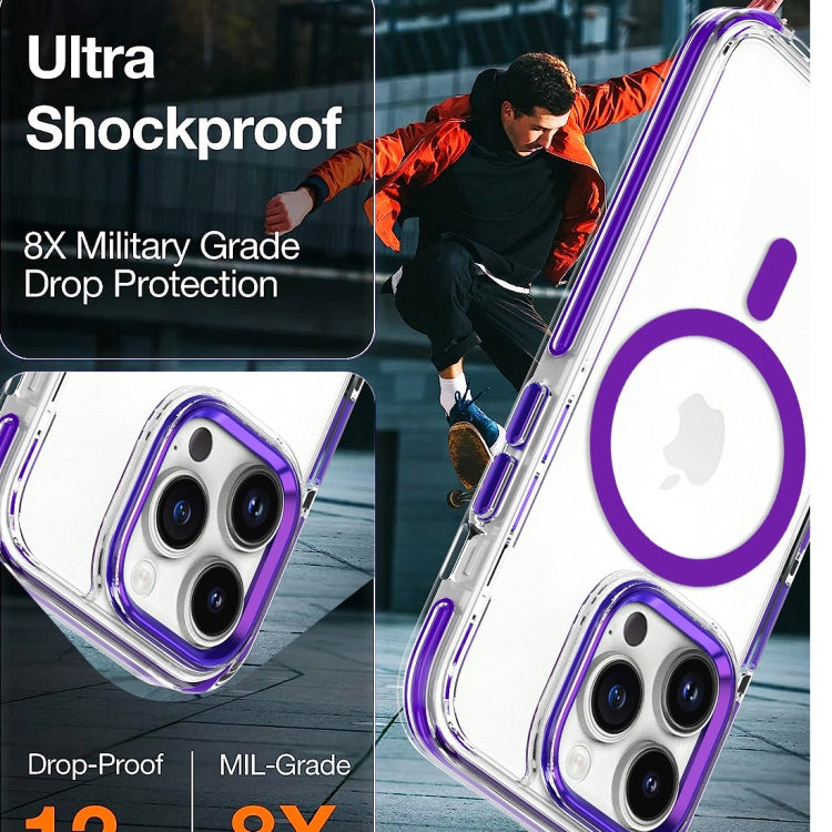 For iPhone 13 Pro Max Dual-color MagSafe TPU Hybrid Clear PC Shockproof Phone Case(White) - iPhone 13 Pro Max Cases by buy2fix | Online Shopping UK | buy2fix