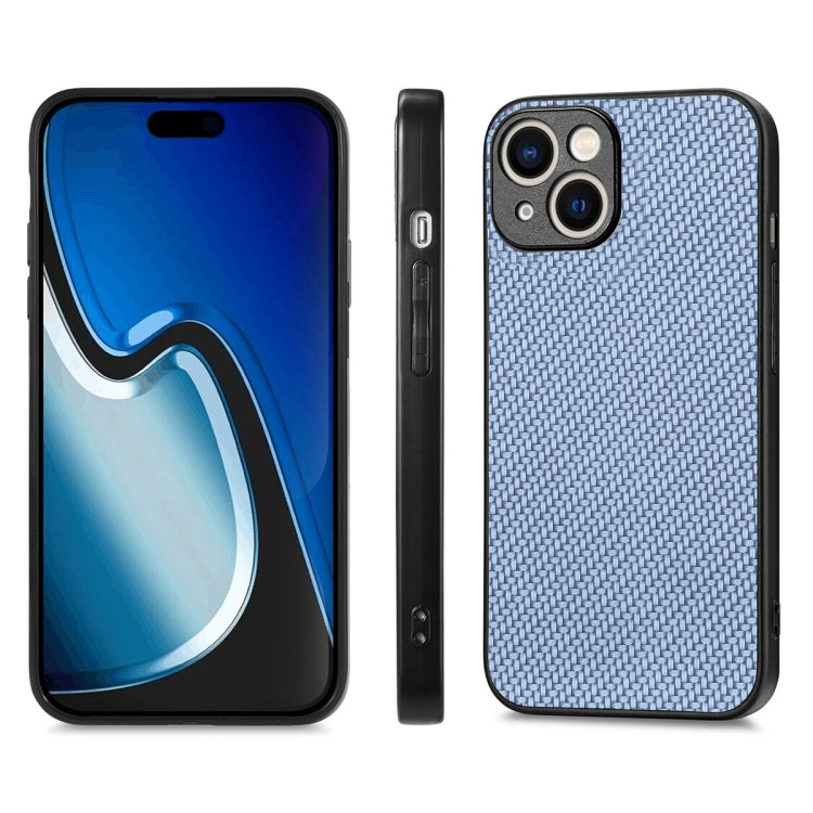 For iPhone 14 ENKAY Fiber Leather Skin PC Phone Case with High Aluminum-silicon Glass Film(Blue) - iPhone 14 Cases by ENKAY | Online Shopping UK | buy2fix