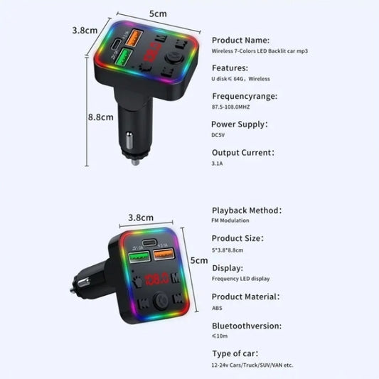 P22 Support MP3 Player USB Port Bluetooth FM Transmitter in-Car Adapter PD Car Charger by buy2fix