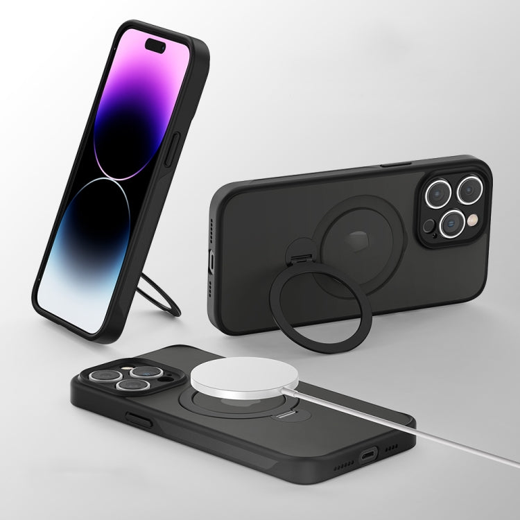 For iPhone 15 Pro 360 Magsafe Ring Holder TPU Hybrid PC Phone Case(Purple) - iPhone 15 Pro Cases by buy2fix | Online Shopping UK | buy2fix